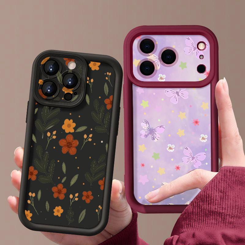Retro Tropical Leaf Flower Case For iPhone 18 Pro Max Shockproof Bumper Soft Silicone Cover For iPhone 17 16 15 14 13 Pro Max 17E