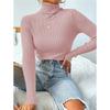 2025 Women's High Neck Solid Color Knit Pullover Sweater