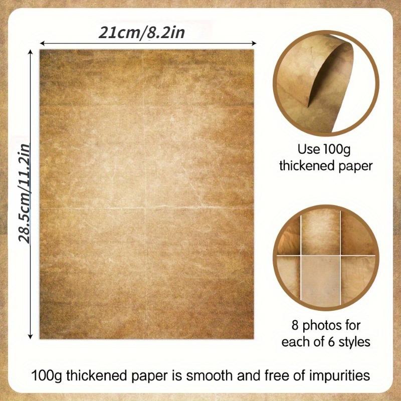 48 Pieces of 11.2x8.2in, Retro A4 Double-sided Printer Paper DIY Hand Ledger Scrapbook Decoration Material Paper