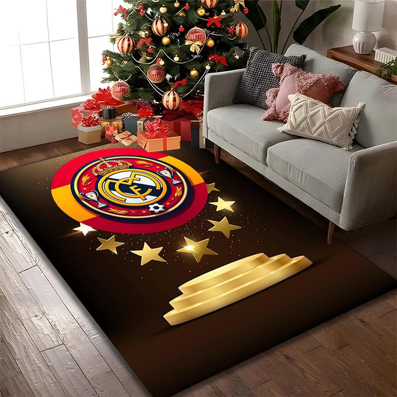 Real Madrid Rug Ideal for Reading Room, Multi-purpose Office Chair Sofa Carpet, Anti-slip Printed Home Area Rug