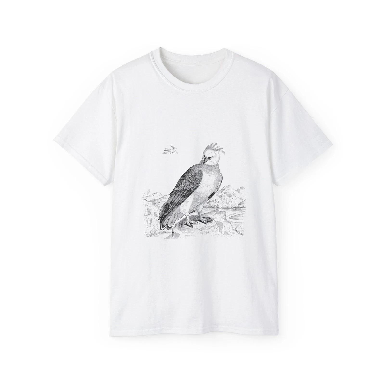 Eagle Landscape Line Art Bird Vintage Retro | Custom Graphic T-Shirt S