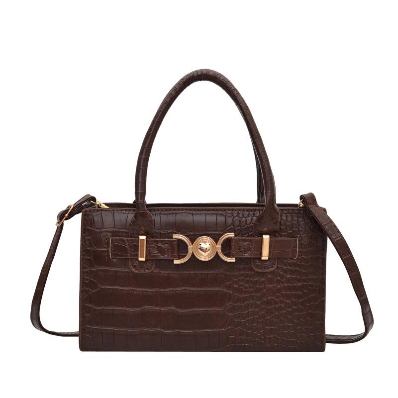 

Crocodile pattern messenger bag, simple commuter, niche shoulder bag, hand carry small square bag, simple and versatile commuter bag
