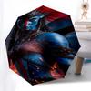 Avatar Inspired Feather Headdress with Automatic Opening Umbrella Portable 3 Fold Design, 8 Bone Iron Frame Outdoor Umbrella for Fans and Tr