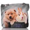 Strandtasche mit Hund und Kaninchen Motiv