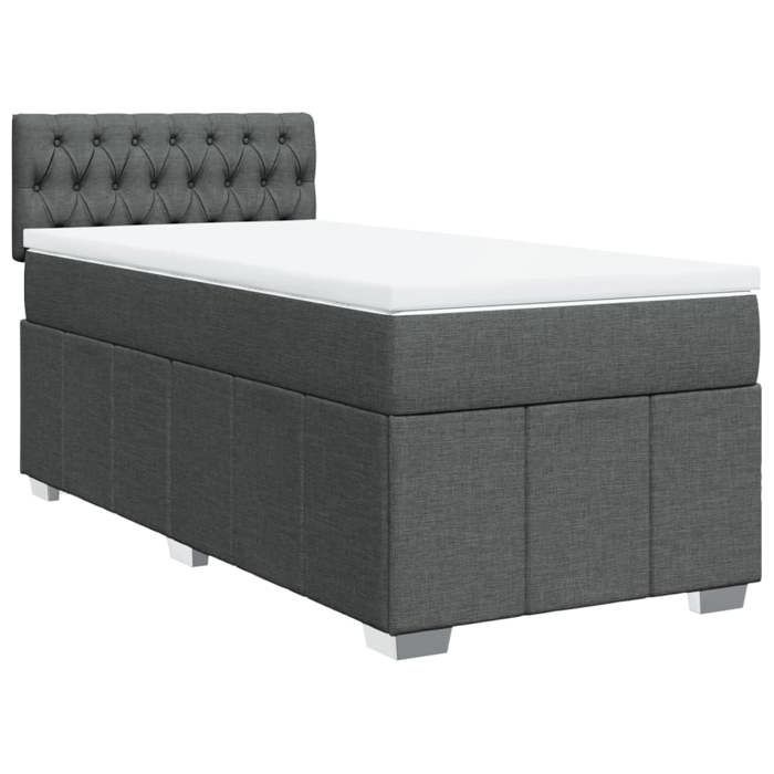 VidaXL Slatted Bed Base and Mattress Dark Grey 90x190 Cm Fabric 3286931