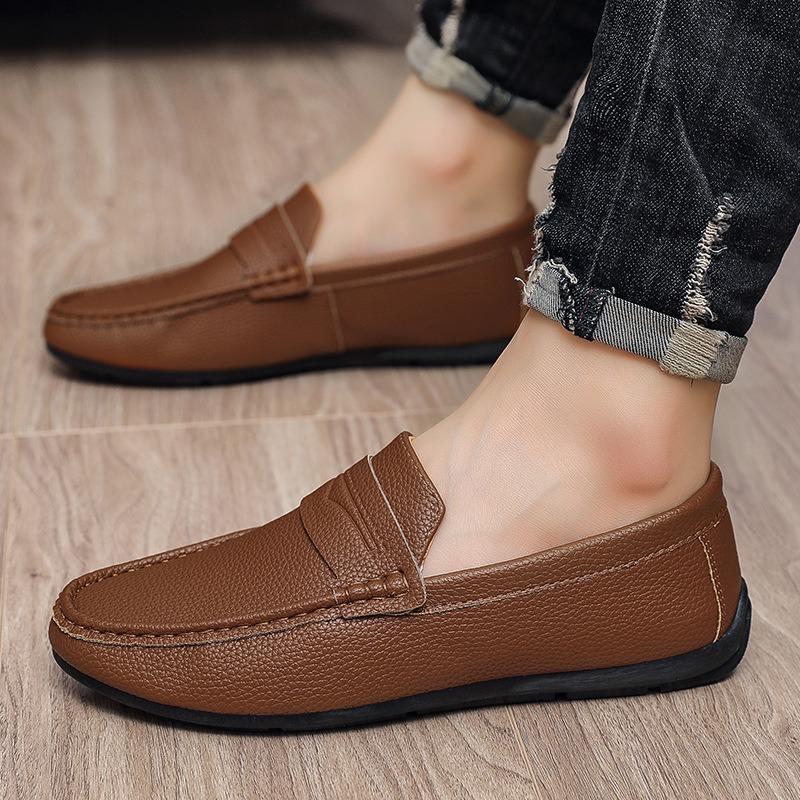 Doudou shoes men's lazy business casual leather shoes soft sole foot cover fashion men's shoes