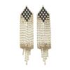 Silver Needle Luxury Zircon Rhinestone Tassel Earrings - Diamond-shaped Niche Studs for High-End Style