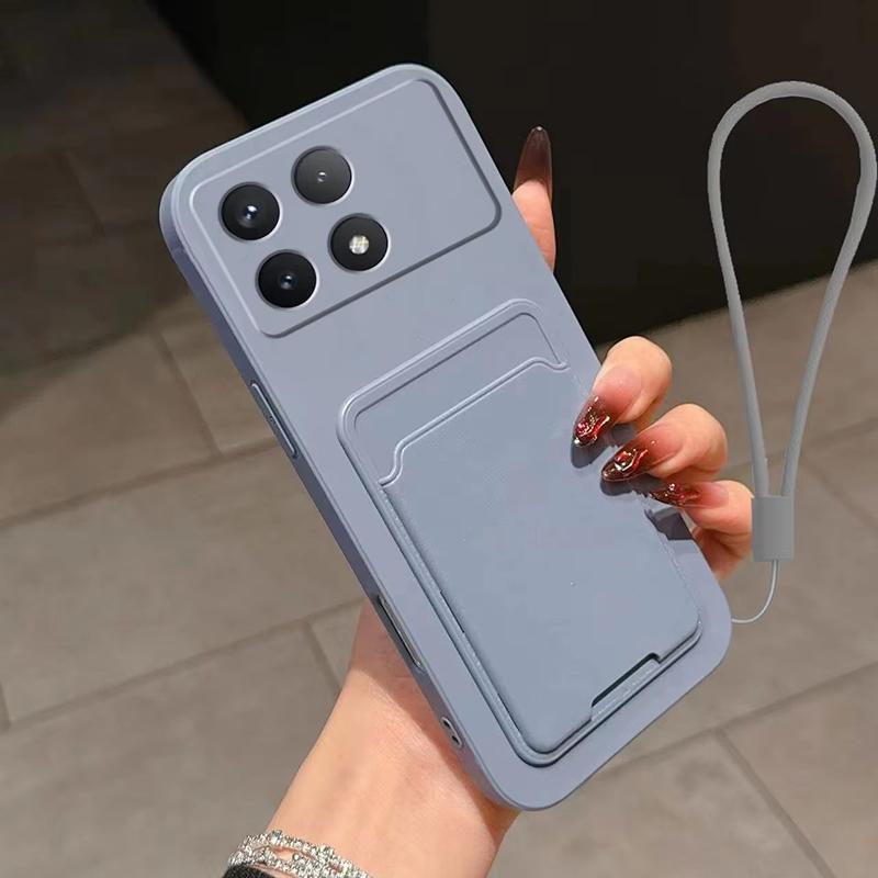 Liquid Silicone Card Slot Bag Holder Phone Case For XiaoMi Redmi 12C A A3 Note 14 13 12 Pro Plus 11 10 9 8 Wallet Cover