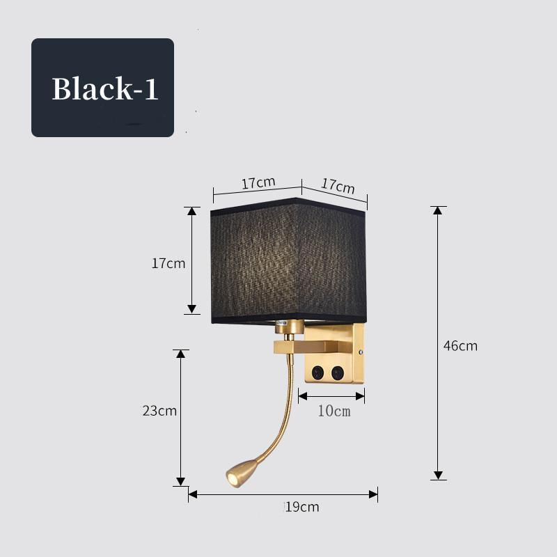 LED Wall Lamp with USB Port Charging Spotlight Fabric Wall Sconce Lighting for Hotel Bedroom Bedside Reading Decor E27