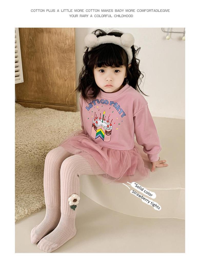 Mädchen Leggings mit Blumenmuster, warm gefüttert mit Samt: Kuschelige Herbst-/Winterstrumpfhosen für Babys und Kleinkinder