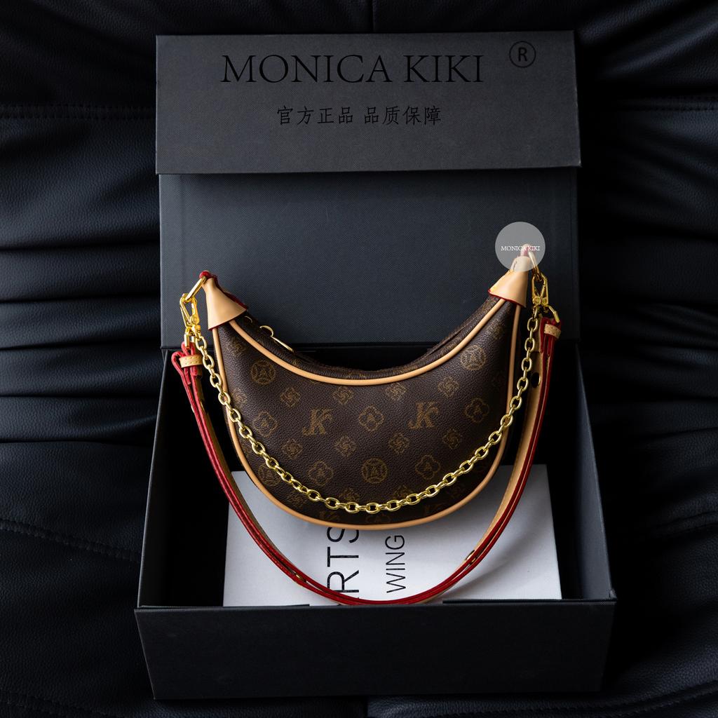 Monica Qiqi Women's Bag Casual Versatile One Shoulder Oblique Cross Commuter Bag 2025 New Chain Crescent Bag