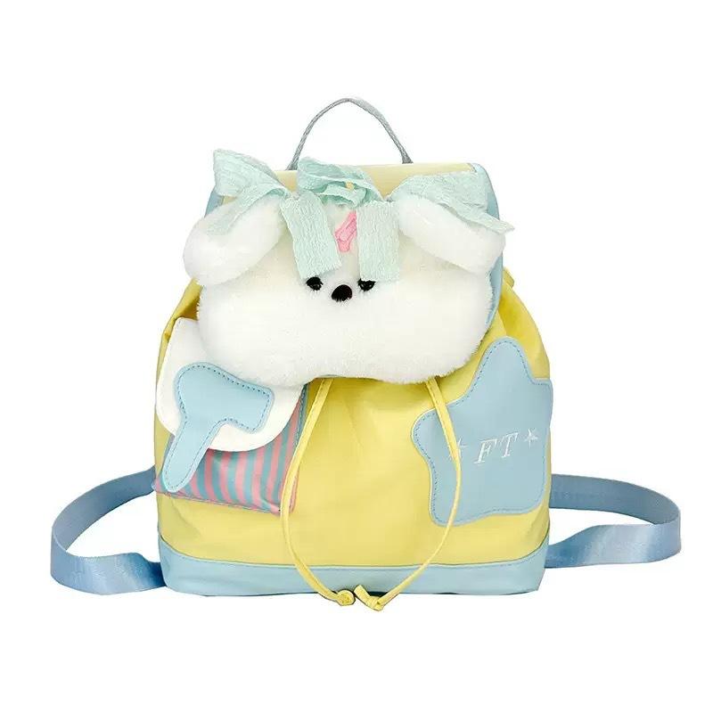 

Otter Forest Style Puppy Puppet Cartoon Backpack Student Bag With Drawstring Dog Plush