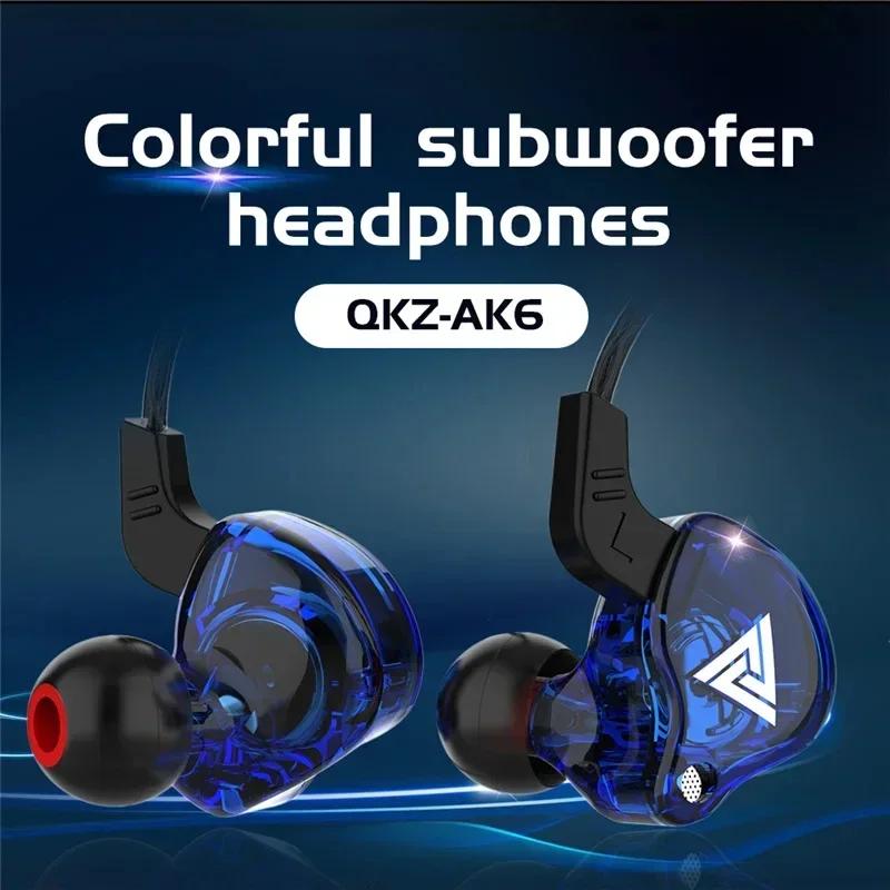 Fone de Ouvido Intra-Auricular QKZ AK6 Original 6 Unidades de Driver Dinâmico Fone de Ouvido Com Microfone Estéreo Esportivo HIFI Subwoofer Headset Monitor Fones de Ouvido