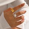 Stainless Steel Irregular Opening Rings for Men Women Geometric Personality Adjustable Finger Rings  Party Jewelry Gifts