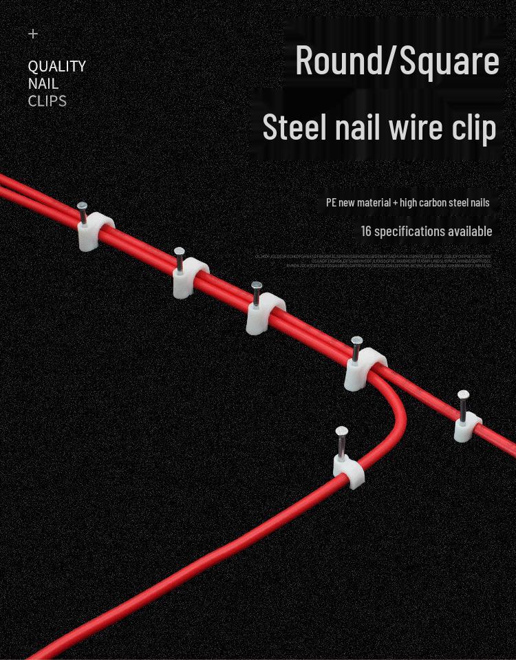 Steel Nail Round Plastic Cable Clip for Wire Management and Network Organization