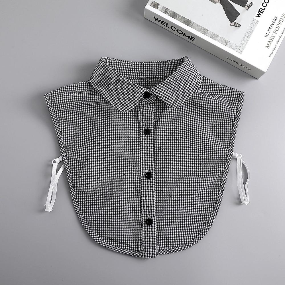 Detachable Lapel Half Shirt Houndstooth Adjustable Neckline Simple Plaid Fake Collar  Female