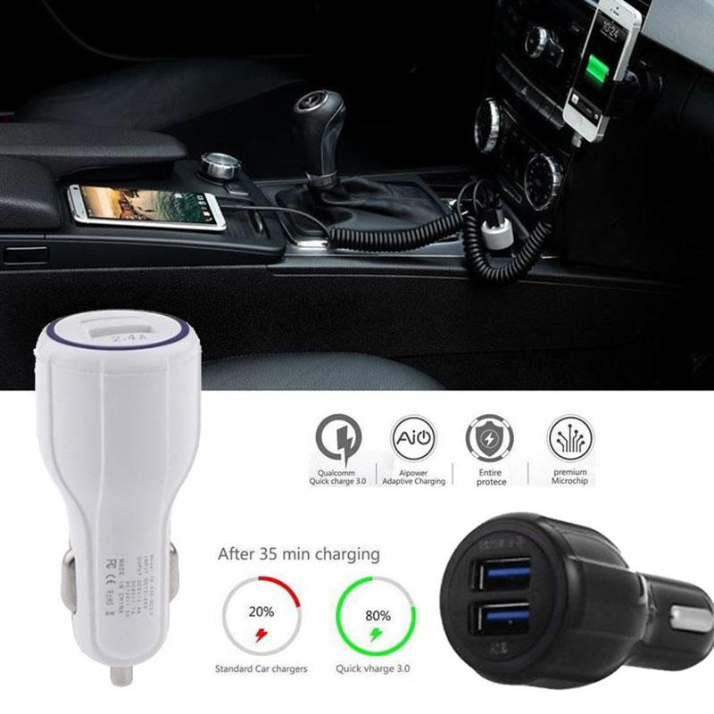 Rychlé nabíjení 3.0 nabíječka do auta 9v 1.67a Dual Usb Qc3.0 Rychlé nabíjení 5V 3.1a Rychlá nabíječka USB pro iPhone 7 8 Plus Samsung S8 S9