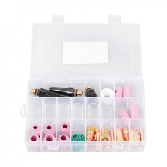 Stubby Gas Lens #10 Pyrex Glass Cup Kit For WP-17/18/26 TIG Welding Torch 49pcs