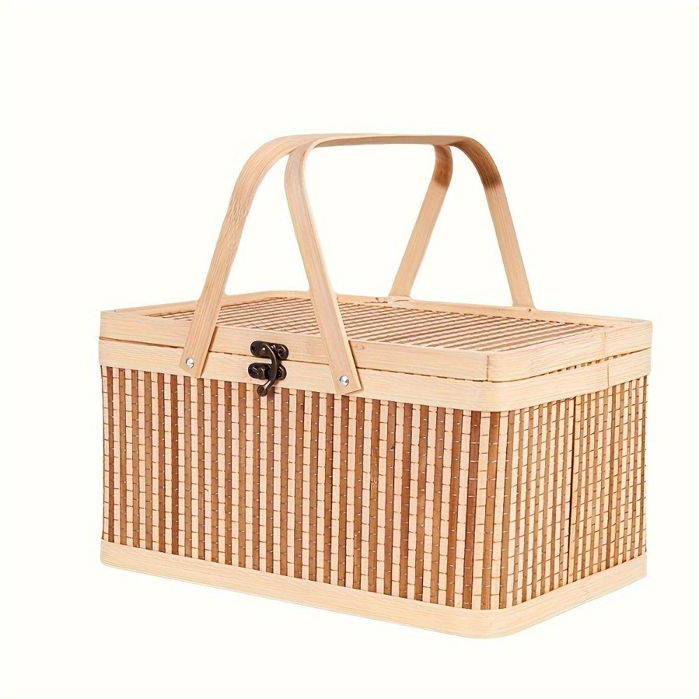 Chinese Style Moon Cake Box Natural Bread Storage Basket Bamboo Basket Wedding Party
