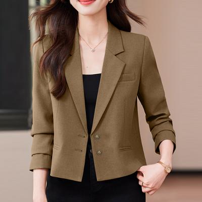 Kadın Casual Turn Down Yaka Uzun Kollu İnce Hırka Blazer