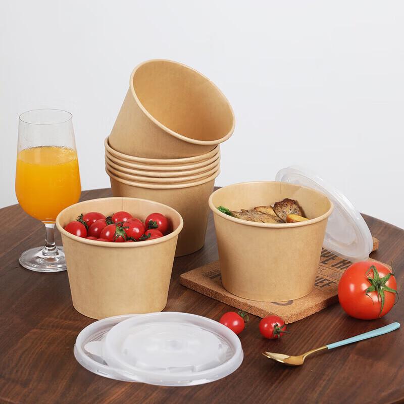 Bamboo Fiber Disposable Paper Takeout Bowls 750ml