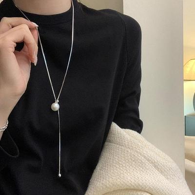 Perlový vysúvací dlhý náhrdelník pre ženy: Retro, Všestranný & Elegantný Choker Sveter Reťaz