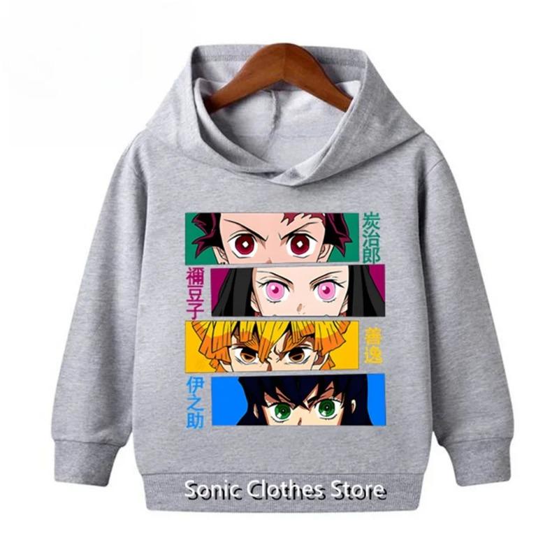 Anime Demon Slayer Hanorace pentru Copii Casual Fete Băieți 3-12 Ani Copii Palton Negru Primăvară Toamnă Modă Hanorace Costum
