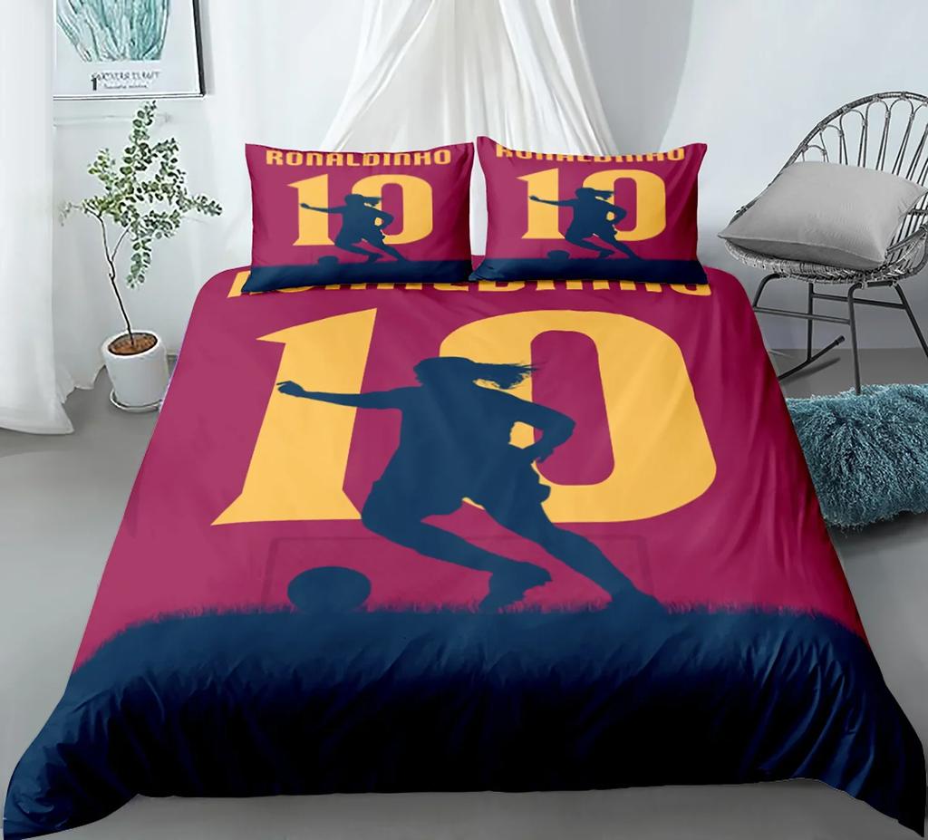 Soccer Player Twin Duvet Cover,Soccer Professional Player Kick Ball Championship Polyester Bedding Set Queen/Full/King/Twin Size