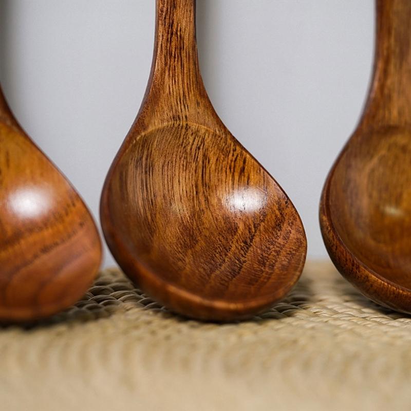 Wood Soup Spoon Kitchen Utensils Heat Resistants Spoon Serving Spoons Wood Texture Suitable for Household Kitchen Use