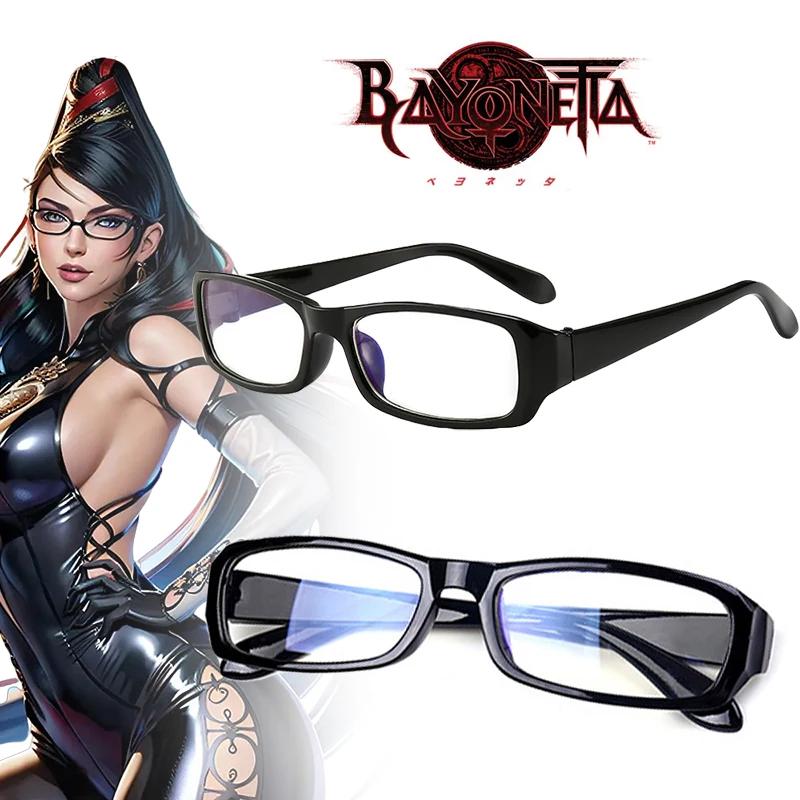 Bai Fen Bai Electronic 3C Women's Black Game Bayonetta Cosplay Glasses Eyeglass Frame Retro Protection Eye Flat Mirror Eyewear Unisex Fashion Accessories Prop