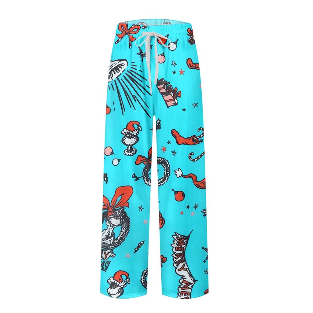 Men's Knitted Fashion Print Pocket Casual Pants Pajama Pants