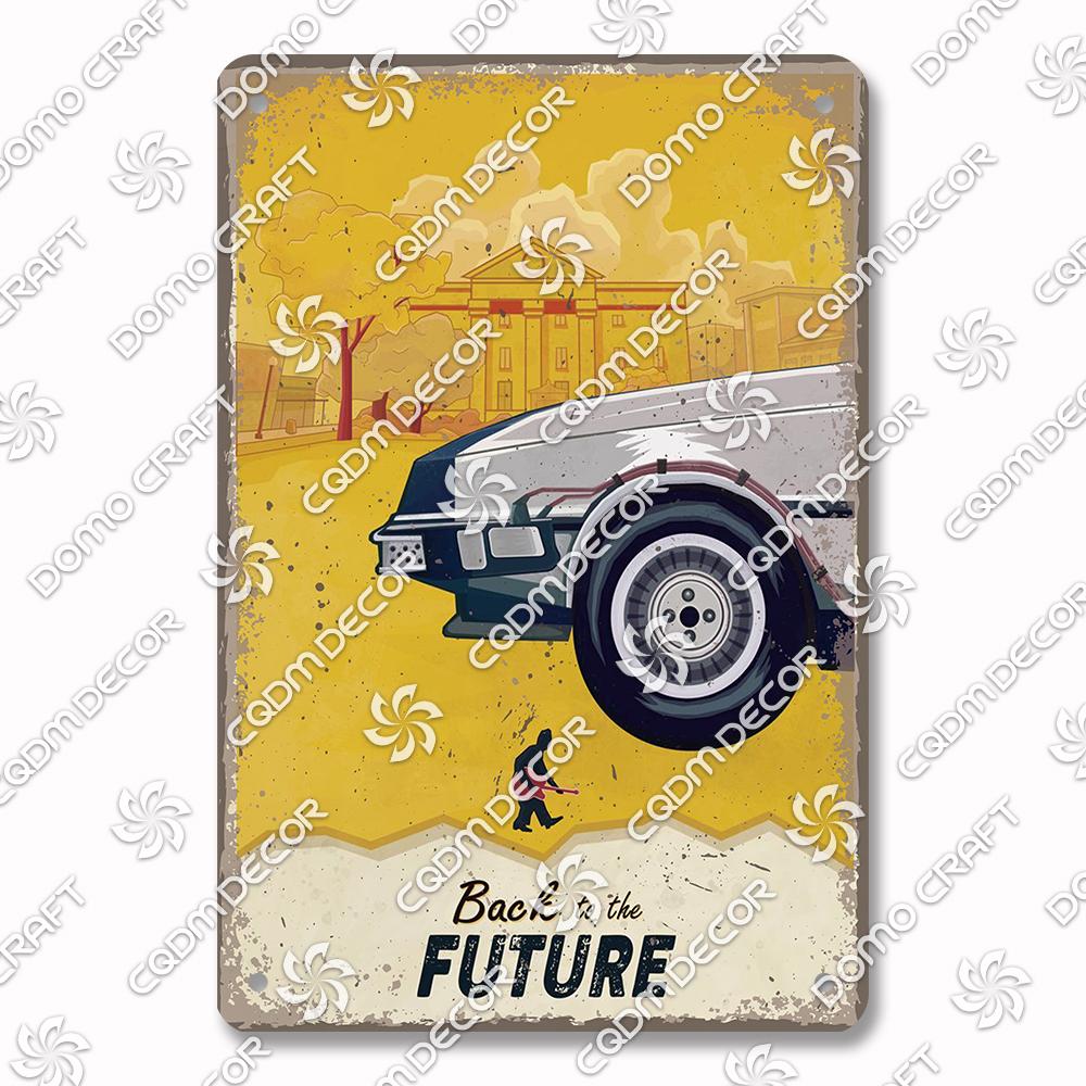 Classic Science Fiction Film Metal Tin Sign, Back to the Future Movie Poster Metal Plates, Cinema Club Cafe Bar Home Wall Decor