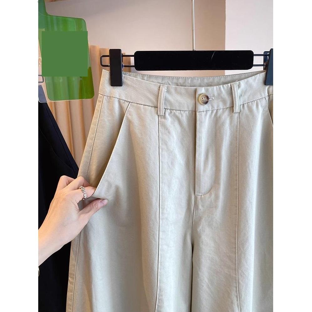 Weitbeinige lässige gebogene Messerhose für Damen im Frühling und Herbst, lockere Passform, hohe Taille, vielseitig, sichelförmige Bananenhose, lange Hose