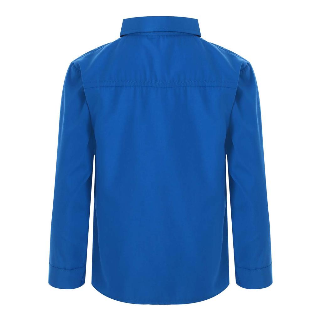 Chlapecká formální košile s dlouhým rukávem, s límečkem, zapínací na knoflíky, jednobarevná, ležérní top s náprsní kapsou