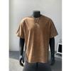 240G Heavy Weight Pure Cotton Short Sleeve T-Shirt Men American Street Vintage Washed Solid Color Loose Casual Top