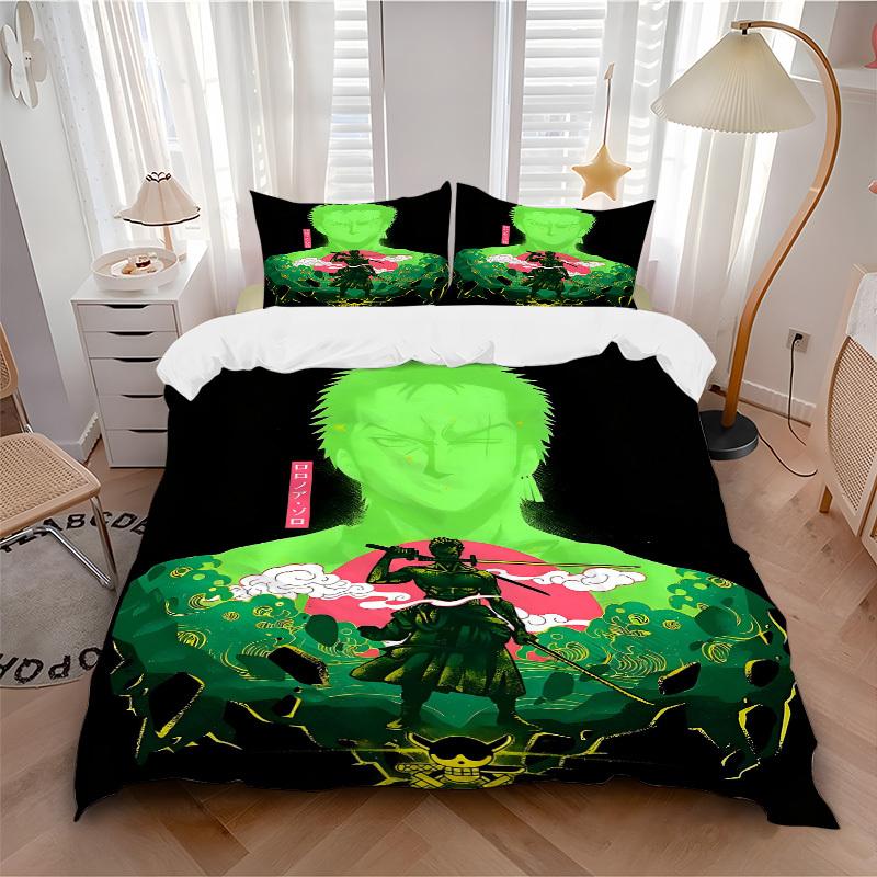 3pc One Piece Roronoa Zoro Bedding Set Guest Room Bedroom Decor Christmas Halloween Decor Birthday and Holiday Gifts- All Seasons 3pcs Quilt 159 135x200cm