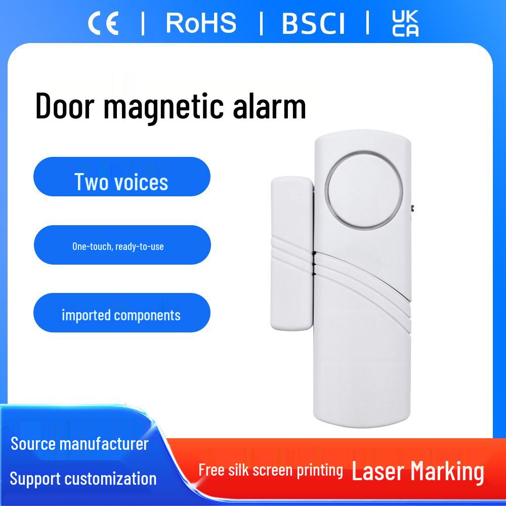 White Custom Self-Defense Door Alarm: Magnetic Anti-Theft Device for Home Security and Emergency Alerts