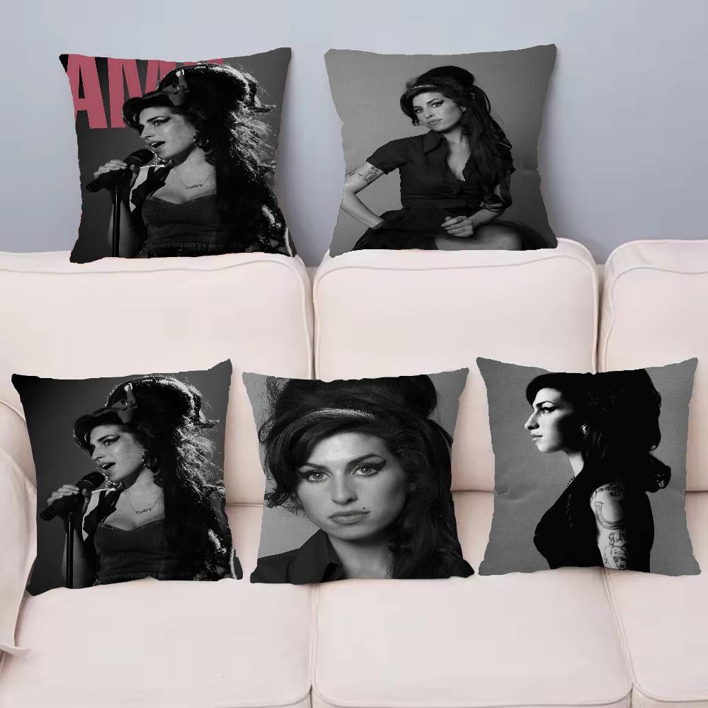 Beauty Woman A-Amy W-Winehouse Cushion Cover Car Throw Pillow Case For Sofa Car Christmas Gift 40x40cm 45x45cm