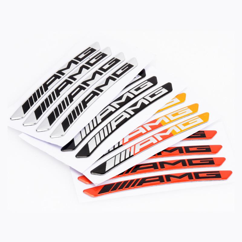 4Pcs Aluminum Car Wheel Rim Decal Stickers Decorative For Mercedes Benz AMG W223 W213 W206 W464 W247 W167 W166 W222 W205 W204