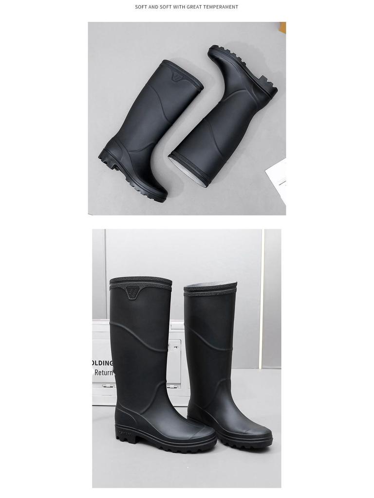 Men's Waterproof High-Top PVC Rubber Boots: Mid-Calf Rain & Construction Labor Protection Shoes