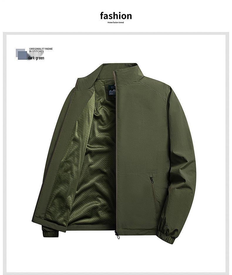 Men's Plus Size Stand Collar Workwear Jacket - Casual Spring/Autumn Outdoor Top
