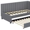 Guest Bed Upholstered 90x200cm, Pull-Out Sofa Bed, Multifunctional with Slatted Pillow Frame, Youth Beds Children Beds, Velvet Fabric Gray Double