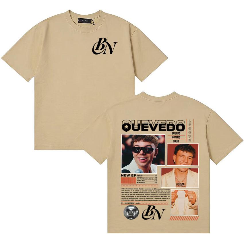 Rapper QUEVEDO BUENAS NOCHES Music Tshirt Unisex Women Fashion Crewneck Tshirts Casual Loose Y2K Short Sleeve T Shirt Fans Gift