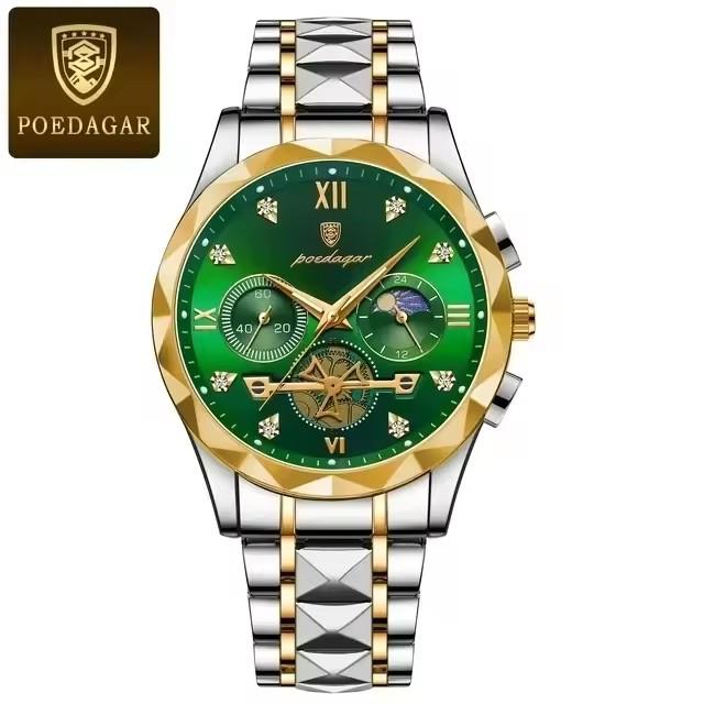 Poedagar 996 Hot Sale Men Quartz Watch Stainless Steel Strap Waterproof Luminous Hands Business Casual Male Wristwatch