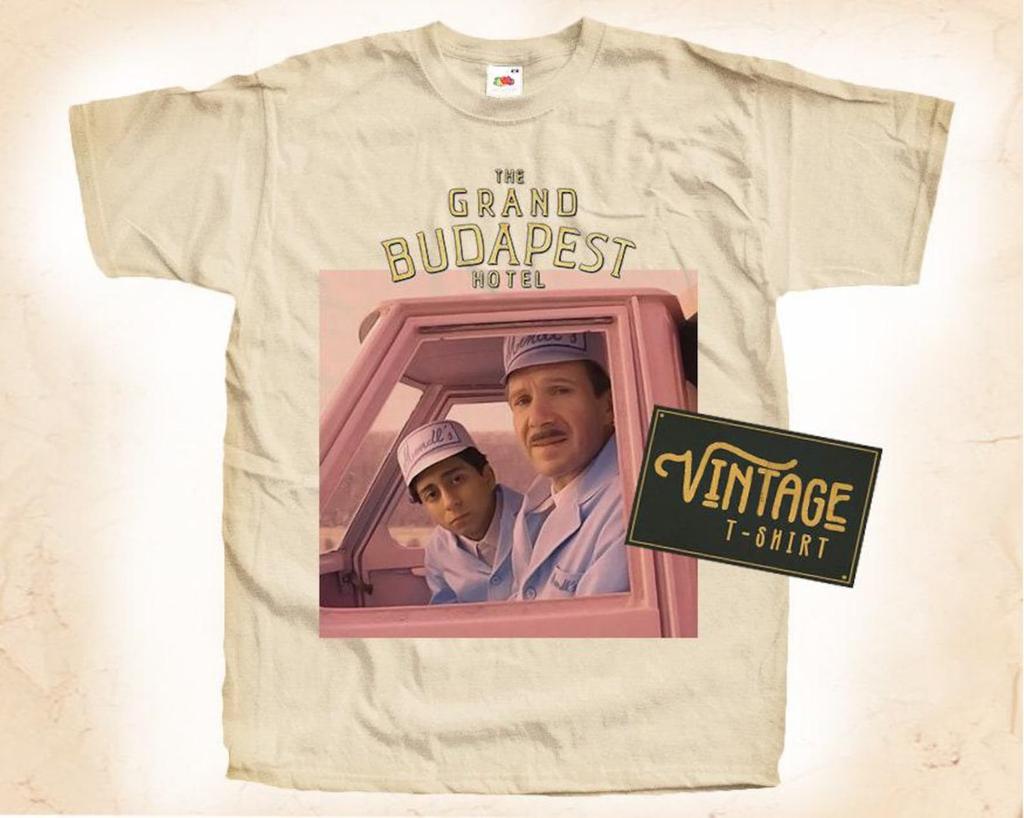 The Grand Budapest T shirt Tee Natural Vintage Cotton Movie Poster Beige All Sizes S M L XL 2X 3X 4X 5X