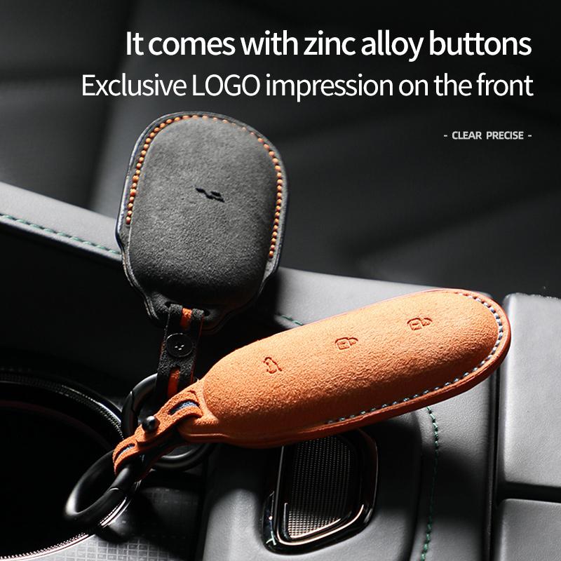 Alcantara Suede For LEADING IDEAL LiXiang L9 L8 L7 Car Key Case Keychain Smart Remote Cover Shell Protector Accessories