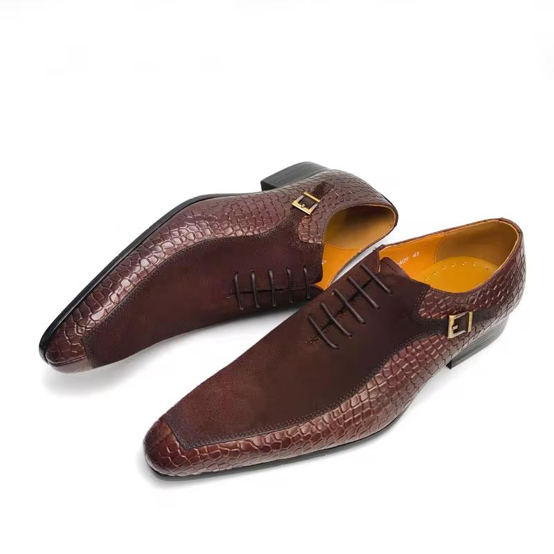 Fashion New Trendy Men Shoes Handmade Dress Shoe Oxfords Comfortable Cow Suede Top Layer Cowhide Patchwork Social Business Shoe For Man