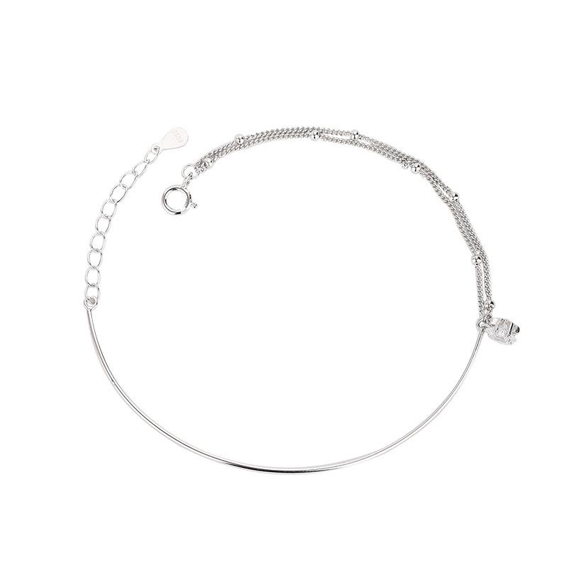 S925 Sterling Silver Korean Version Inlaid with Zircon Curved Tube Bracelet Simple Five-pointed Star Double Layer Single Diamond Bracelet