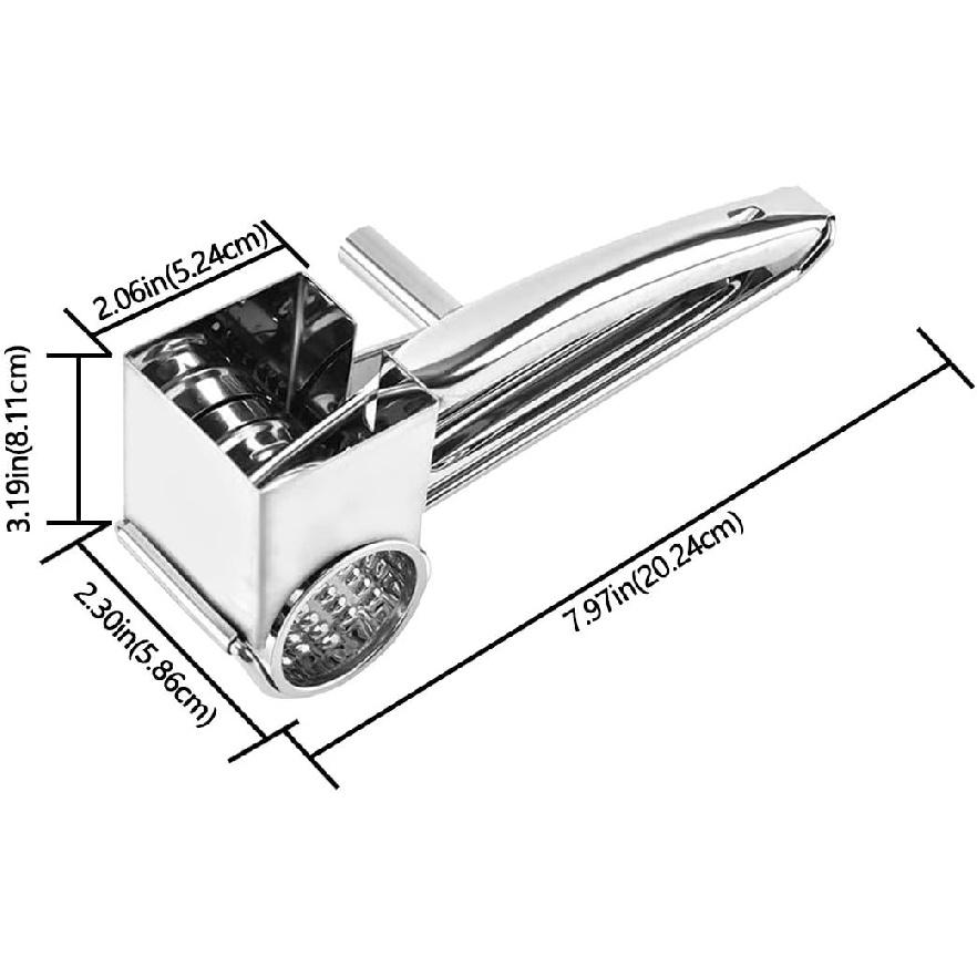 Cheese Grater, Stainless Steel Rotary Cheese Graters Shredder Handheld, Kitchen Grater for Cheese Ginger Vegetables