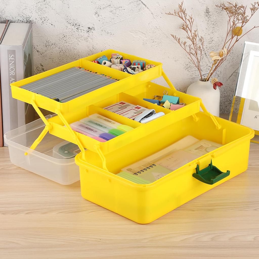 Sumnacon Large Capacity Foldable Storage Storage Box with Adjustable for Home and Car Use Toolbox, Three-Tier Box, Multi-Function Spacing, Handles,